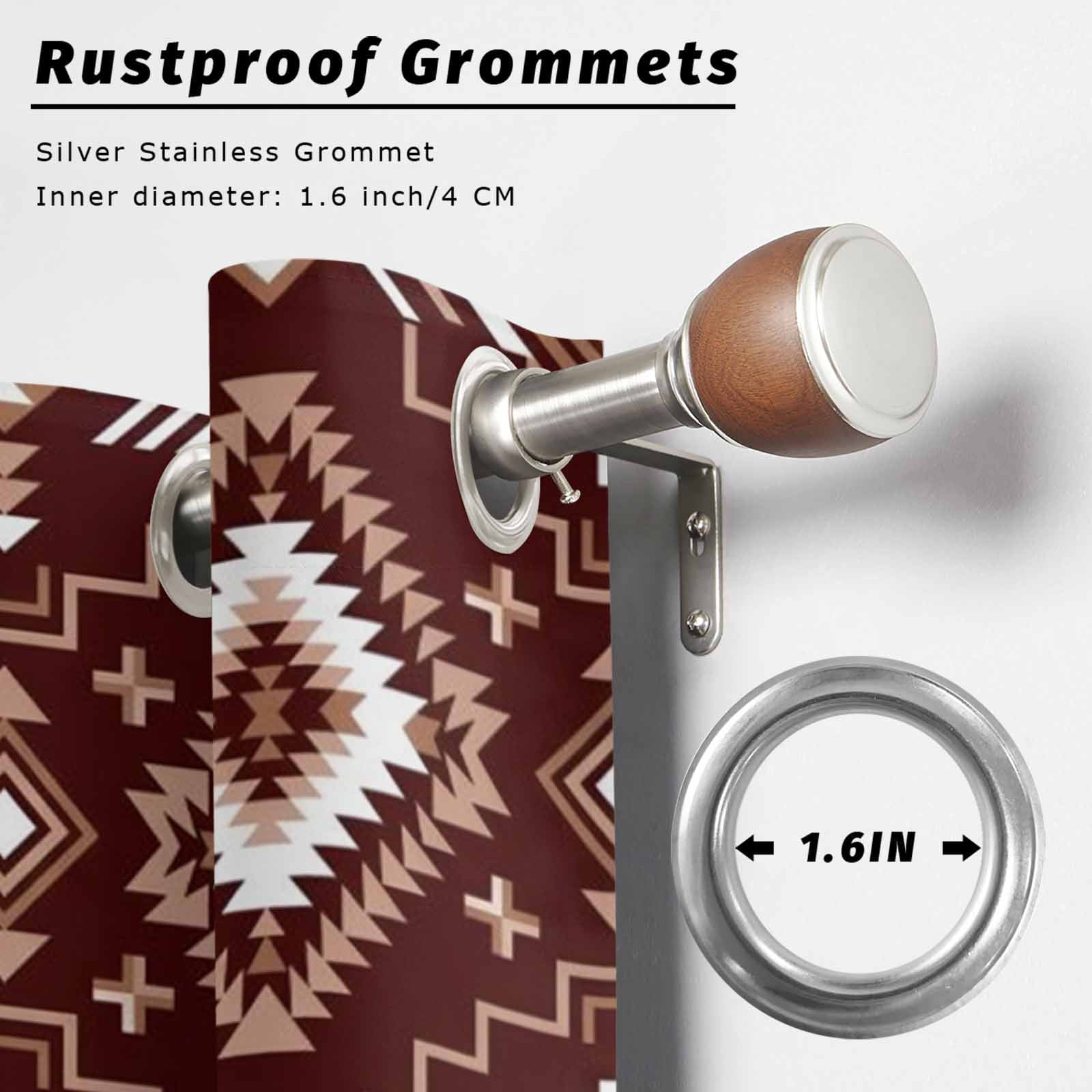 Brown Red Rectangle Outdoor Curtains for Patio, Tribal Retro Classic Geometric Abstract Sunshade Privacy Drapes Grommet Waterproof Outside Curtains for Porch/Cabana/Balcony 54"x 95", 1 Panel