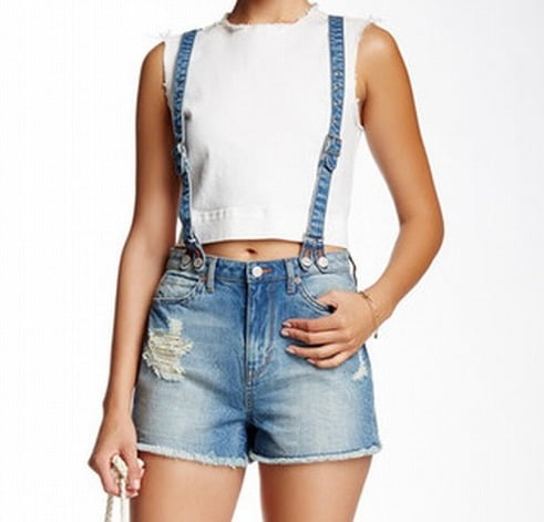jean shorts with suspenders