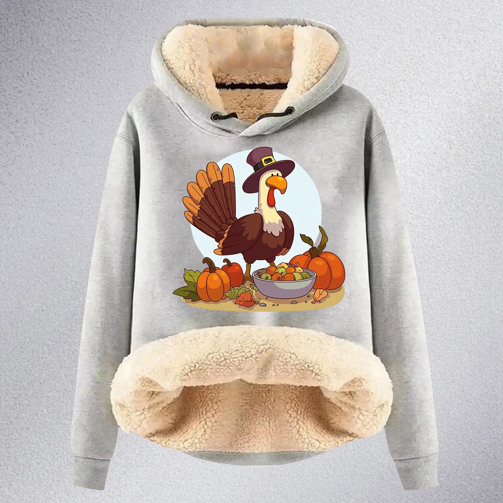 Women's Thanksgiving Turkey Cartoon Print Hoodie Long Sweatshirt with Pocket Clothes Women Womens Hoodie Full Zip Sweatshirts Baggy Long Jacket Tunic Long Loose Sweatshirts Women Tan Sweatshirt Women