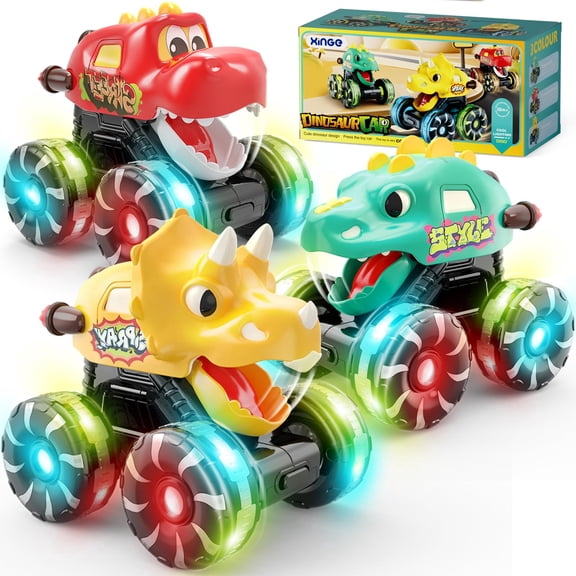 XinGe Monster Truck Toys for Toddlers 1-3, Car Vehicle Dinosaur Truck Toys for 1 2 3 4 Year Old Boys Girls, Birthday Gift for Baby