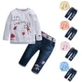 thumbnail image 2 of XBASW 1-6T Girls Long Sleeve Cartoon Pullover Sweatshirt and Jeans Pants Spring Fall 2PCS Outfit Set for Baby Kids Toddler, 2 of 9