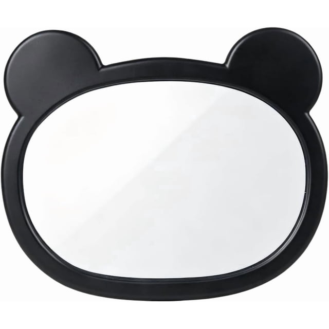 Baby Car Mirror, HD Shatterproof Seat Cute Bear Shape Rear Facing Accessory for Observe the Move, Universal Most Vehicle Headrests (Black) -