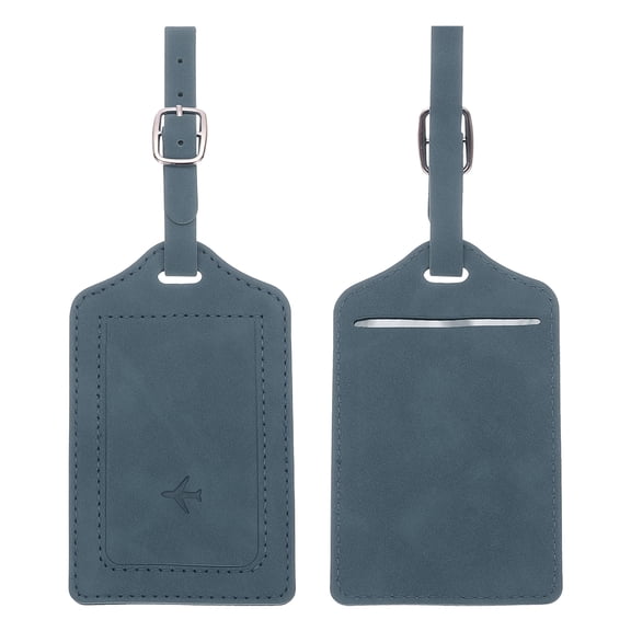 Uxcell 2 Pcs Suitcase Tags, Ocean Blue Leather Luggage Name Tags Travel Accessories for Luggage Bags, 4.72 Inch
