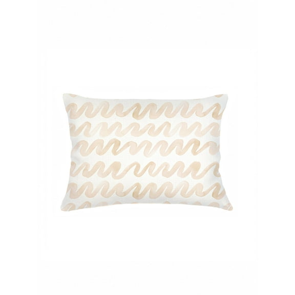 Watercolor Waves Beige Linen Pillow 14x20 Down Alternative