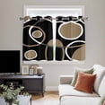 thumbnail image 5 of Black Brown Kitchen Curtains Short 45 Inch Length, White Circle Modern Minimalist Geometric Grommet Top Bedroom Living Room Curtains, Light Filtering Cafe Curtain Drapes 2 Panels Set 84''x45'', 5 of 9