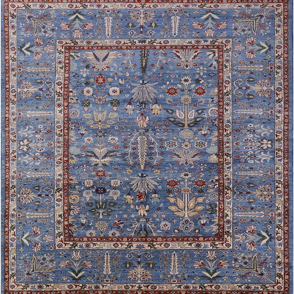 Ahgly Company Indoor Square Mid-Century Modern Plum Purple Oriental Area Rugs, 4' Square
