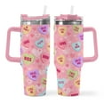 thumbnail image 4 of Valentine's Day Gifts 40 Oz Tumbler with Handle and Straw, Pastel Hearts Stainless Steel Double Walled Vacuum Insulated Cup, funny Anniversary Wedding Birthday Gifts for Women Girls (1 PC), 4 of 9