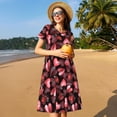 thumbnail image 4 of Easygdp Ladybugs and Red Hearts para Vestido Transpirable de Mujer, Vestido Suelto de Manga Corta con Pliegues y Bolsillos para el Verano, 4 of 6