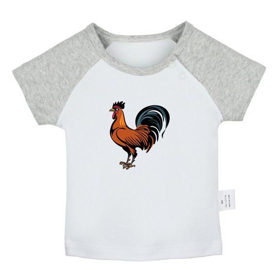 Alarm Clock Funny T shirt For Baby, Newborn Babies Animal Cock T-shirts, Infant Tops, 0-24M Kids Graphic Tees Clothing (Short Gray Raglan T-shirt, 18-24 Months)