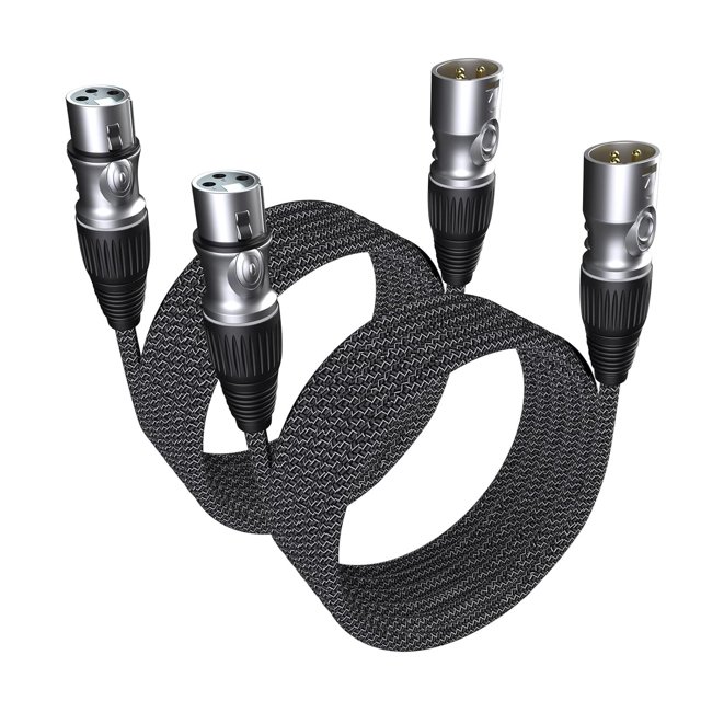 LAICAIW 3 Pin XLR Cable Male to Female 25Feet/2PCS, Standard Balanced XLR Speaker Cable Nylon Braided, Noise-Cancelling Mic Cable for PA Systems, Active Speakers, Mixing Consoles, Microphone & Inter
