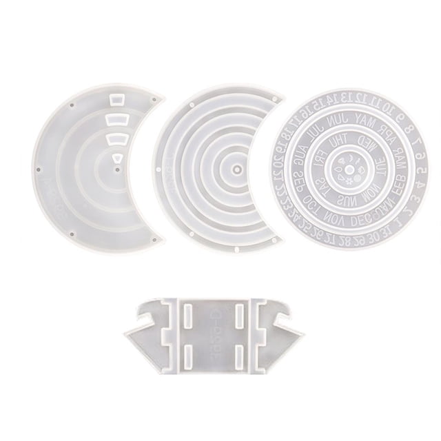 Bewildely 4PCS Calendario Colgante Placa Molde Silicona Giratorio Circular Calendario Hacer Molde Portátil No tóxico Artesanía Calendario Ornamento Artesanía No.2 Bewildely HA027010-02
