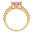 thumbnail image 4 of 2.48ct Princess Cut Pink Crystal 18k Yellow Gold Engraving Statement Bridal Wedding Designer Ring Size 8, 4 of 5