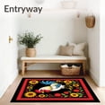 thumbnail image 3 of ODIKA 2'x3' Machine Washable Non-Slip Area Rug, Countryside Barnyard Rooster Sunflower Artistic High Traffic Rug, Red, 520923, 3 of 7