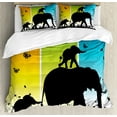thumbnail image 1 of Zoo Duvet Cover Set King Size, Magical Fantastic Colorful Nature Abstraction Elephant Butterflies Birds Rural Safari, Decorative 3 Piece Bedding Set with 2 Pillow Shams, Multicolor, by Ambesonne, 1 of 3