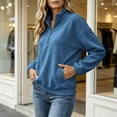 thumbnail image 2 of Smupbvky Womens Sweatshirts Trendy 3/4 Zip Pullover with Pocket Long Sleeve Drop Shoulder Casual Seam Tops Loose Fit (M, Blue), 2 of 6