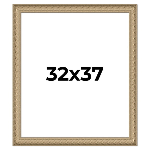 32x37 Frame Ornate Silver Beaded Solid Wood Picture Frame Width 2.5 Inches | Interior Depth 1