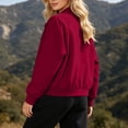 thumbnail image 4 of Zpanxa Bomber Jacket Women Short Plus Size Zip Up Stand Collar Casual Coat with Pockets Wine XL, 4 of 7