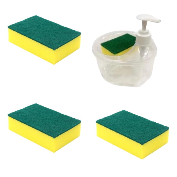 Dispensador de jabón de cocina con estante para fregar y 4 esponjas para platos, dispensador de bomba de jabón líquido portátil para cocina de Hotel Redondo