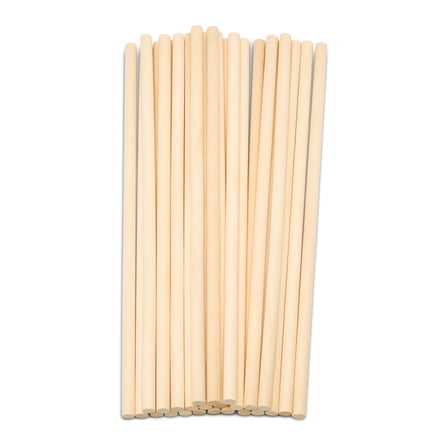 Wooden Dowel Rods 3/8 x 12 Inch, Pack of 25 Unfinished Hardwood Dowels for Crafting, DIY Projects, Woodworking, Centerpieces, Macramé, Beige