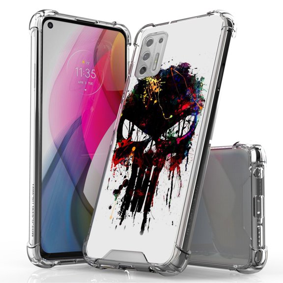 ANJ  Hybrid Slim Hard Back Cover Case Flexible Bumper for Motorola Moto G Stylus 2021 - Abstract Punisher