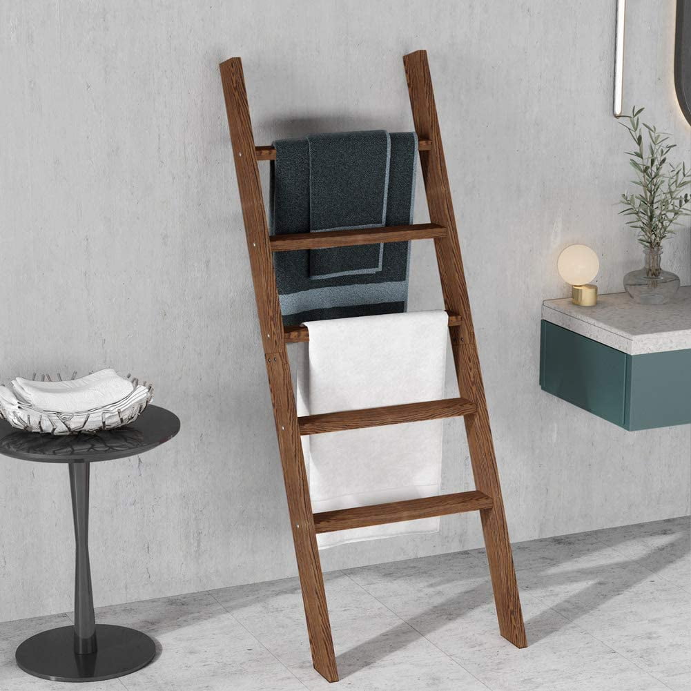 Tribesigns 55 1 Blanket Ladder Industrial Wall Leaning Decorative Ladder Shelf Stand Rustic Chic Farmhouse Wood Ladder Quilt Rack For Living Room Kitchen Office Walmart Com Walmart Com