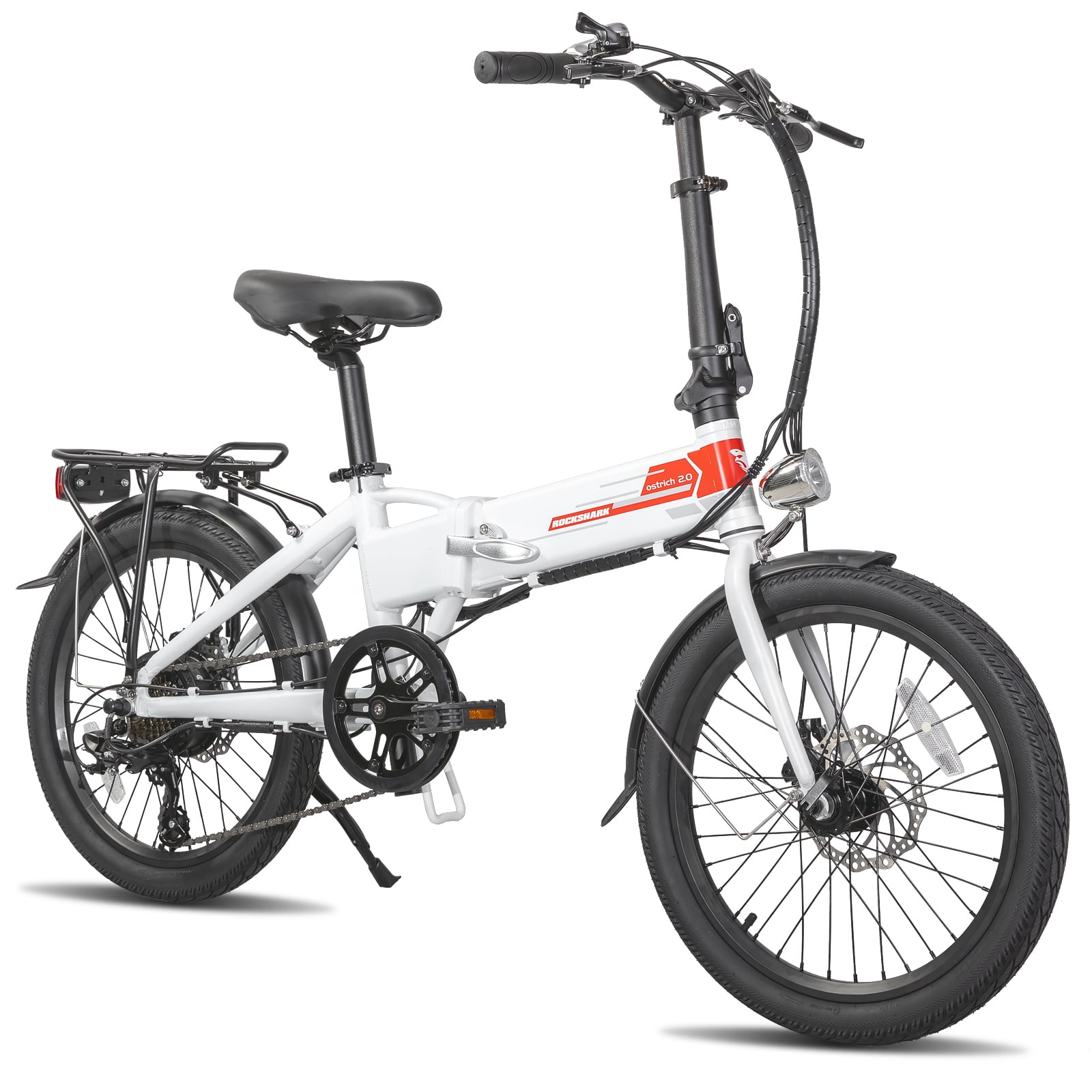 Hiland Rockshark Electric Bike Aluminum 20 inch Electric Folding Bike Shimano 7 Speed Disc Brake 