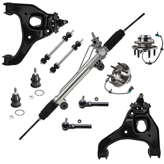 Detroit Axle - 2WD Front End Kit for 1999-2006 Chevy GMC Silverado Sierra 1500, 1 Rack and Pinion 2 Lower Control Arms 2 Wheel Bearing Hubs 2 Upper Ball Joints 2 Outer Tie Rods 2 Sway Bars