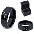 thumbnail image 4 of Tungsten Walking Trail Human Footprints Band Ring 8mm Men Women Comfort Fit Black Beveled Edge Polished, 4 of 4
