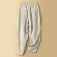thumbnail image 4 of JIUKE Cotton Linen Pants Womens Elastic High Waist Straight Leg Lounge Pants Casual Comfy Summer Slacks Trouser, 4 of 4