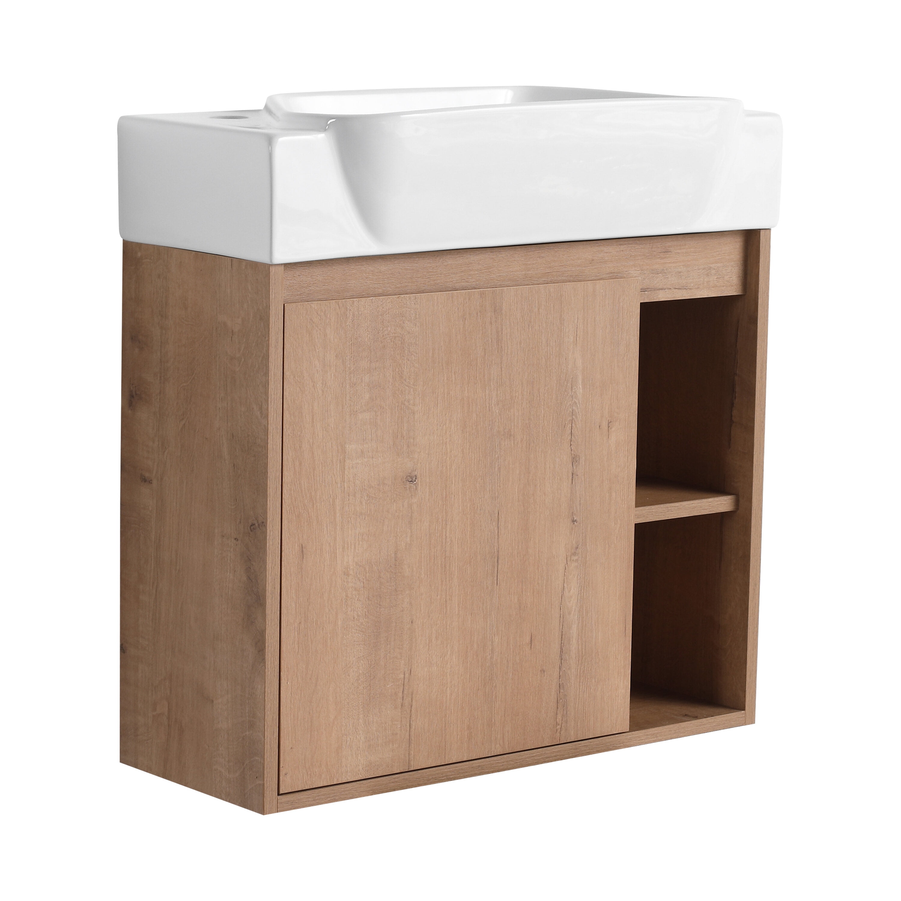Modern Bathroom Vanity 24'' Wall-Mounted Bathroom Vanity with White Ceramic Sink & Soft-Close Door, KD-Packing,Wooden Bathroom Vanity