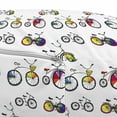 thumbnail image 3 of Bicycle Pouf Cover with Zipper, Hand Drawn Penny-Farthing Tandem and City Bikes Colored Rims Cartoon Style, Soft Decorative Fabric Unstuffed Case, 30" W X 17.3" L, Multicolor, by Ambesonne, 3 of 5