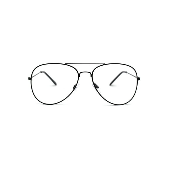 SA106 Classic Wire Rim Tear Drop Shape Pilot Clear Lens Eye Glasses Black