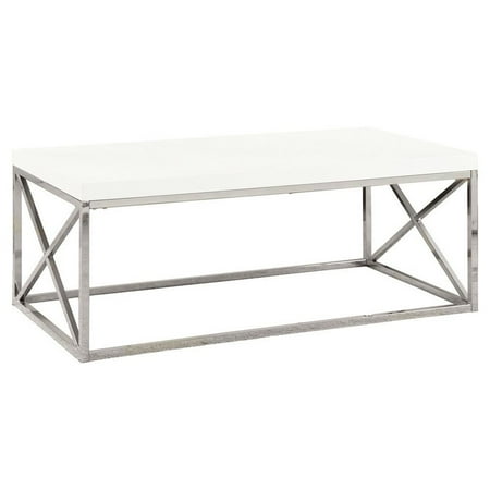 - Monarch Coffee Table Glossy White With Chrome Metal