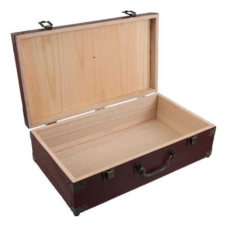 PAMINGONO Wooden Keepsake Storage Box with Handle for Office and Home Use Vintage Style
