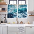 thumbnail image 2 of Blue Teal Coastal Kitchen Curtains Short 54 Inch Length, Sea Nautical Ocean Summer Beach Grommet Top Bedroom Living Room Curtains, Light Filtering Cafe Curtain Drapes 2 Panels Set 84''x54'', 2 of 9