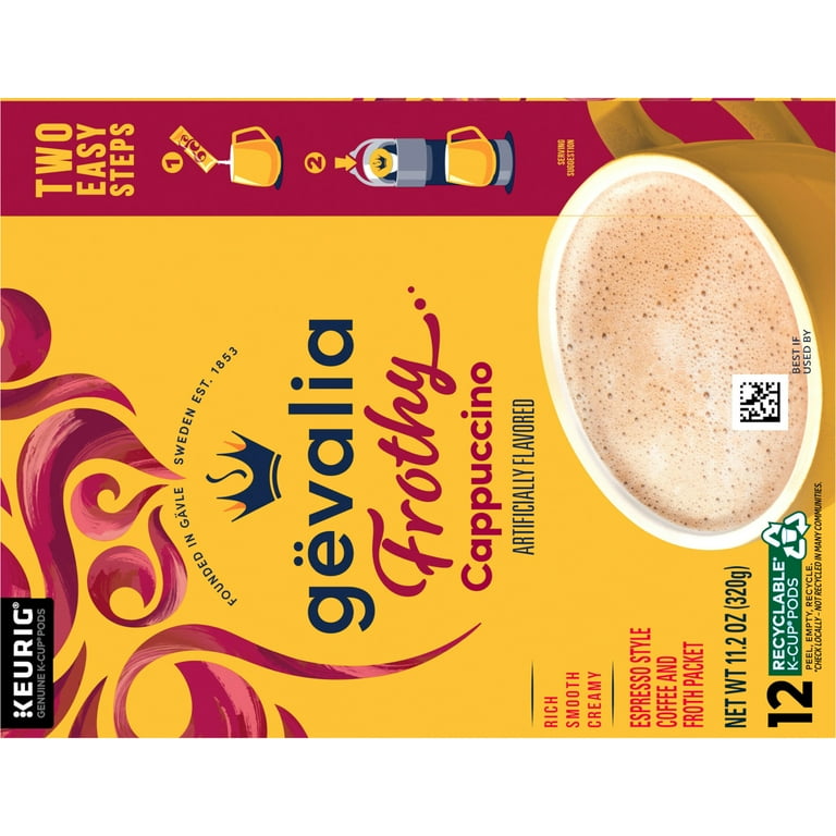 KeiAI68 Grand Cru Cafe14本セット Gevalia Cappuccino K-Cup Coffee Pods & Froth Packets, 12 ct Box