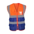 thumbnail image 3 of Chaleco reflectante de seguridad, chaleco de trabajo con múltiples bolsillos para correr, topógrafos e ingenieros. malla azul naranja, 3 of 9