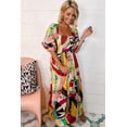 thumbnail image 4 of Redhotype Chic Abstract Maxi Dress | Smocked Bust, Square Neck, Puff Sleeves, 4 of 8