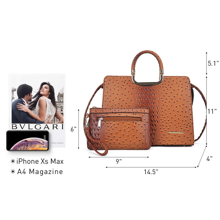 Dasein Structured Tote Purse with Matching Wallet, Brown photo 5