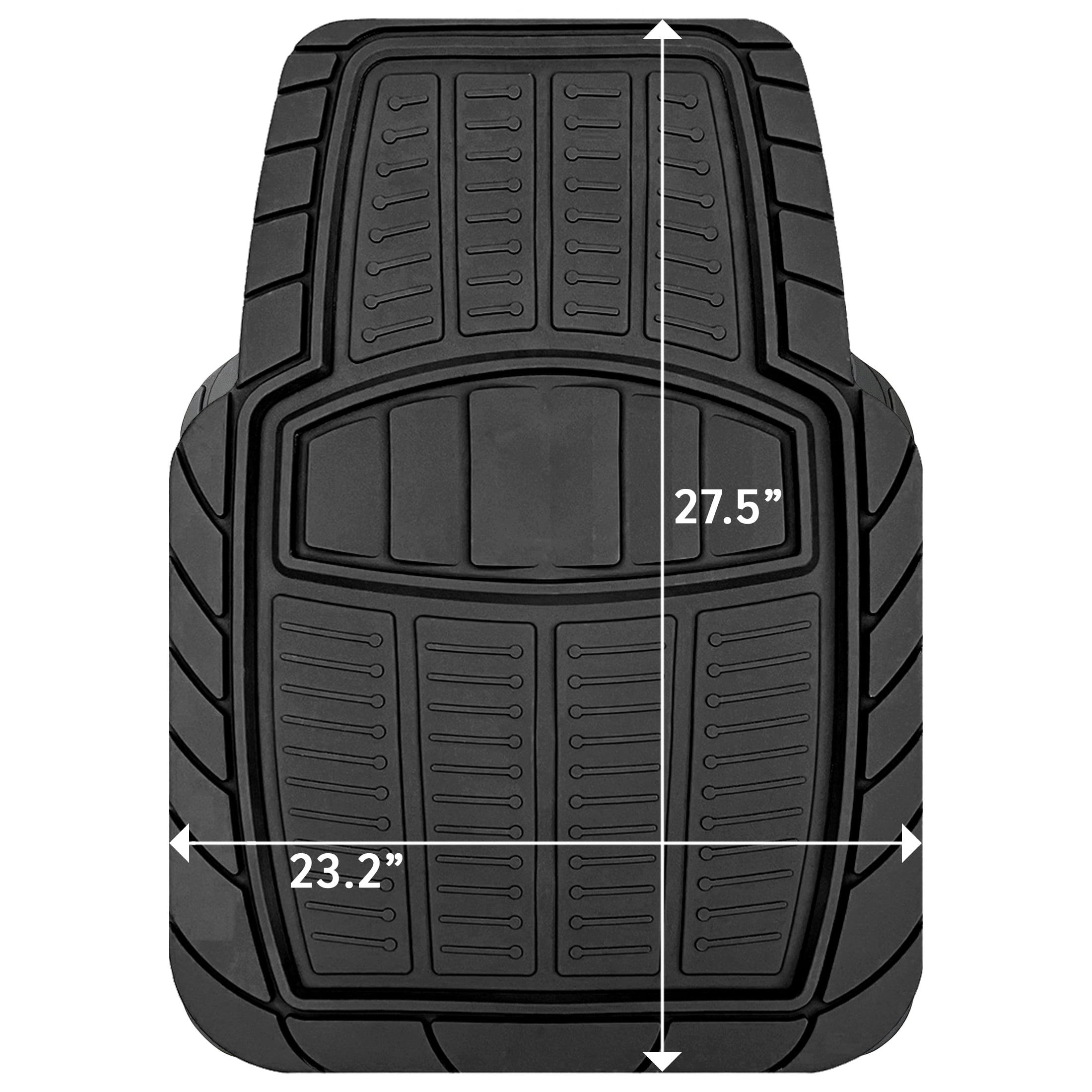 Rally 4-Piece Traditional Black All-Weather Rubber Floor Mat Set – Heavy Duty Universal Trim-to-Fit Car, SUV & Truck Mats