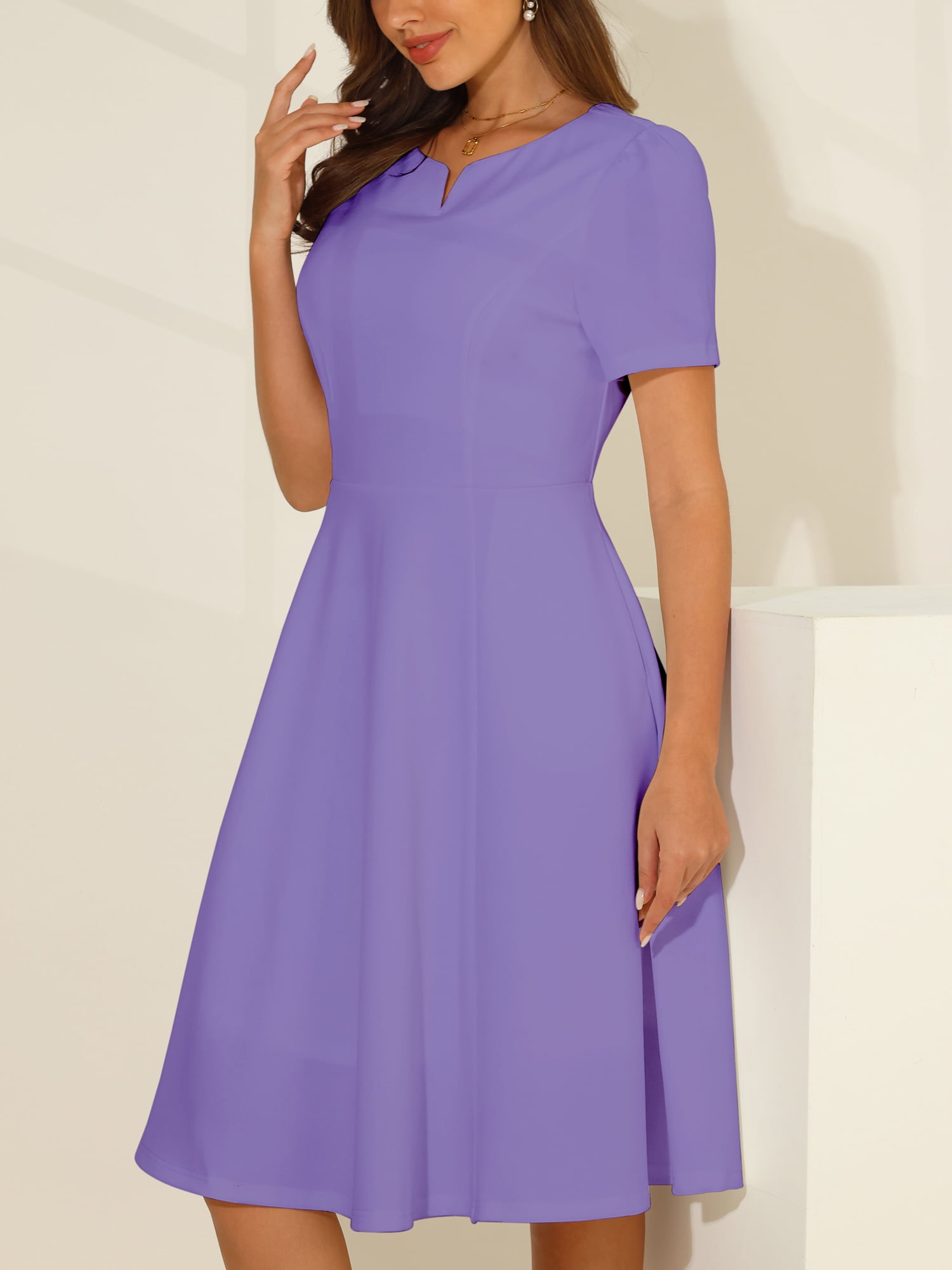 DARING DIVA A-Line Work Church Pockets Dress S Blue Purple