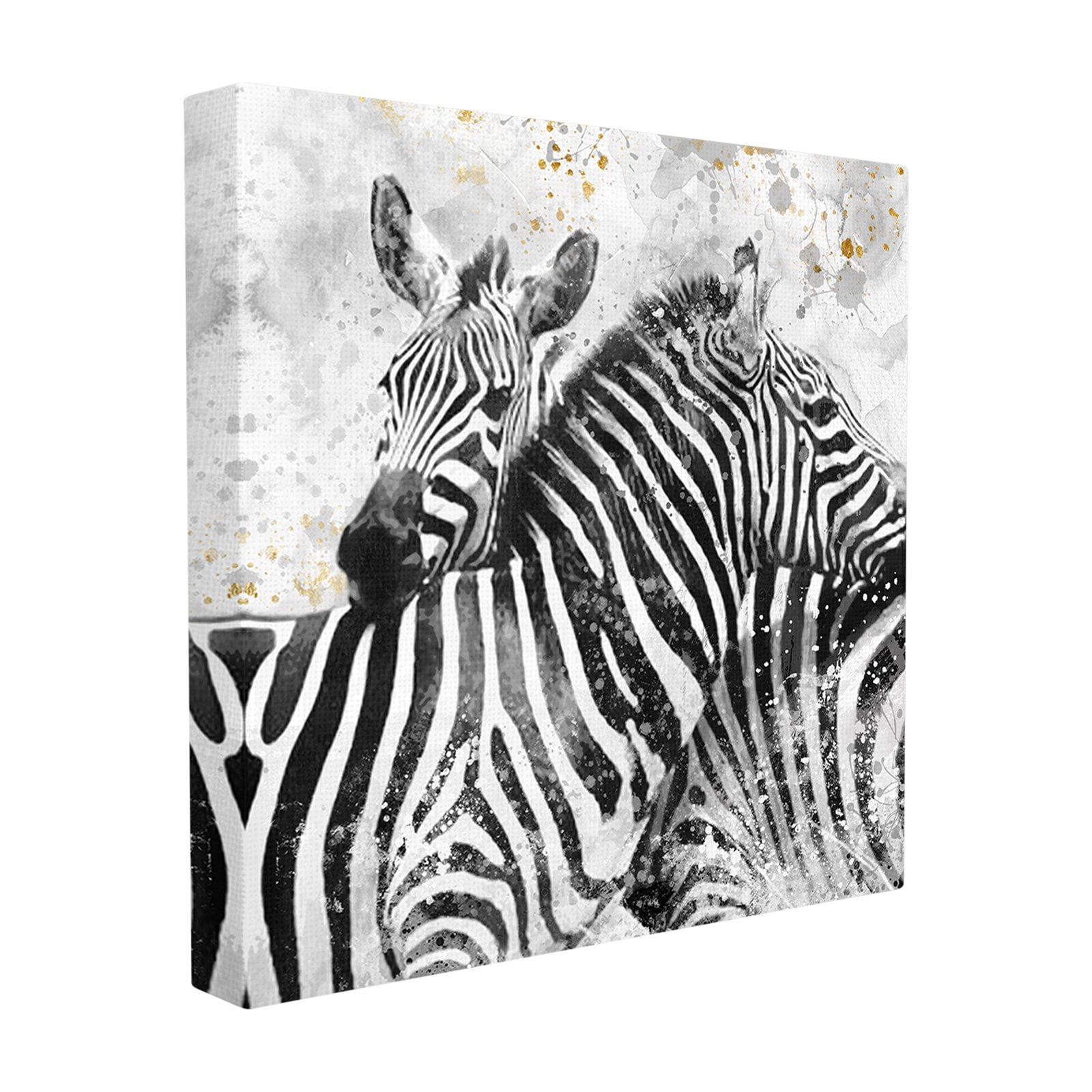 The Stupell Home Decor Collection Black and White Paint Splatter Textural Zebra Stretched Canvas Wall Art, 17 x 1.5 x 17