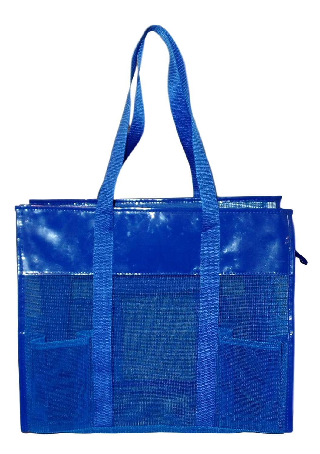 Mesh Shopper Utility Beach Bag Zipper Organizing Tote Bag Royal