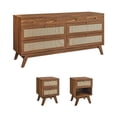 thumbnail image 1 of Pemberly Row Ensemble de 3 - Commode de Chambre et 2 Tables de Nuit en Noyer, 1 of 17