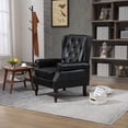 thumbnail image 3 of Triple Tree Wingback Accent Chair, Button Tufted PU Leather with Rivet Trim, Black, 3 of 7