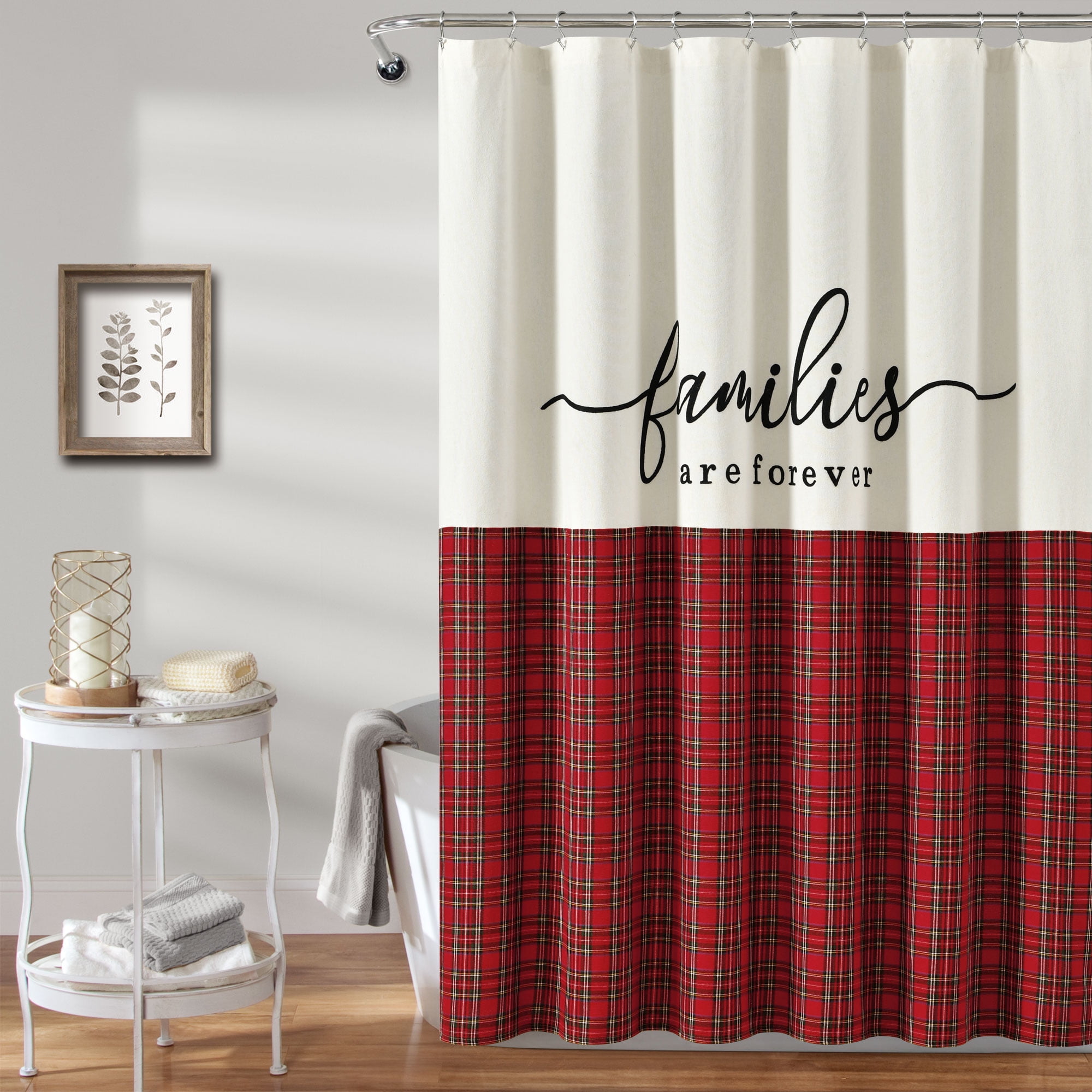 Lush Decor Families Are Forever Plaid, Linen Shower Curtain Target
