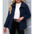 thumbnail image 6 of Women'S Long Sleeve Full Zip Soft Warm Fleece Jacket Dark Blue S, 6 of 9