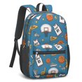 thumbnail image 2 of Basketball and Whistle Blue Pattern 17" School Backpacks for Teens,Waterproof Oxford Fabric,S-Shape Padded Straps for School,Travel,Hiking,Camping, 2 of 6