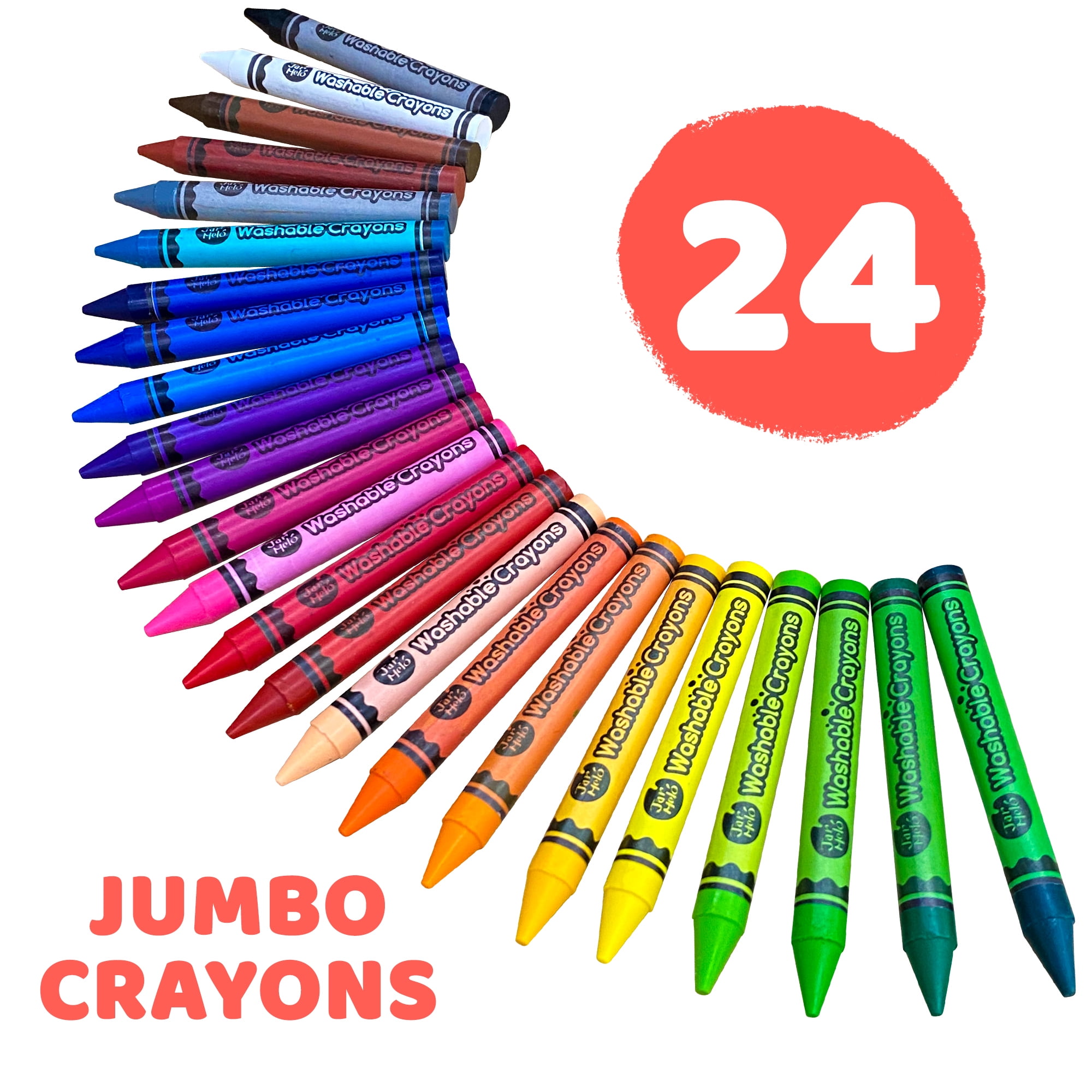 Jar Melo Key Crayons For Toddlers, 24 Colors Washable Jumbo