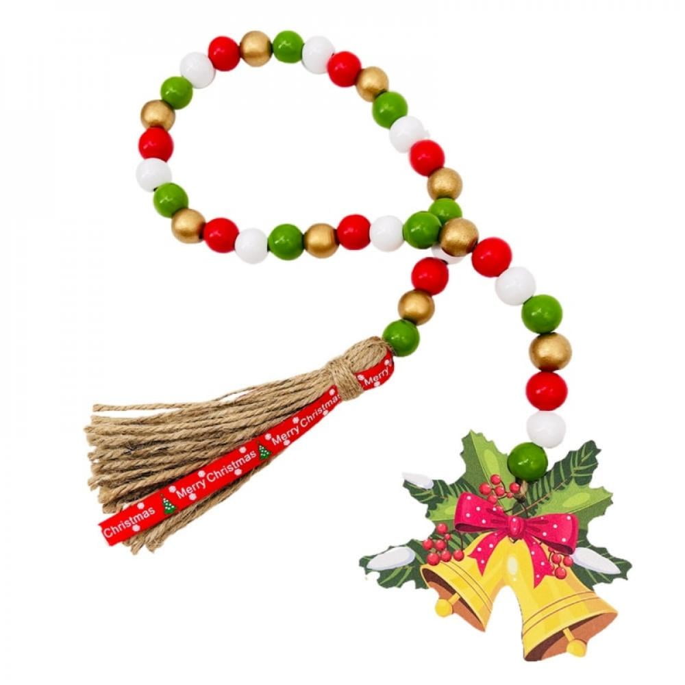 Naiyafly Christmas Wood Bead Garland with Tassels Rustic Farmhouse